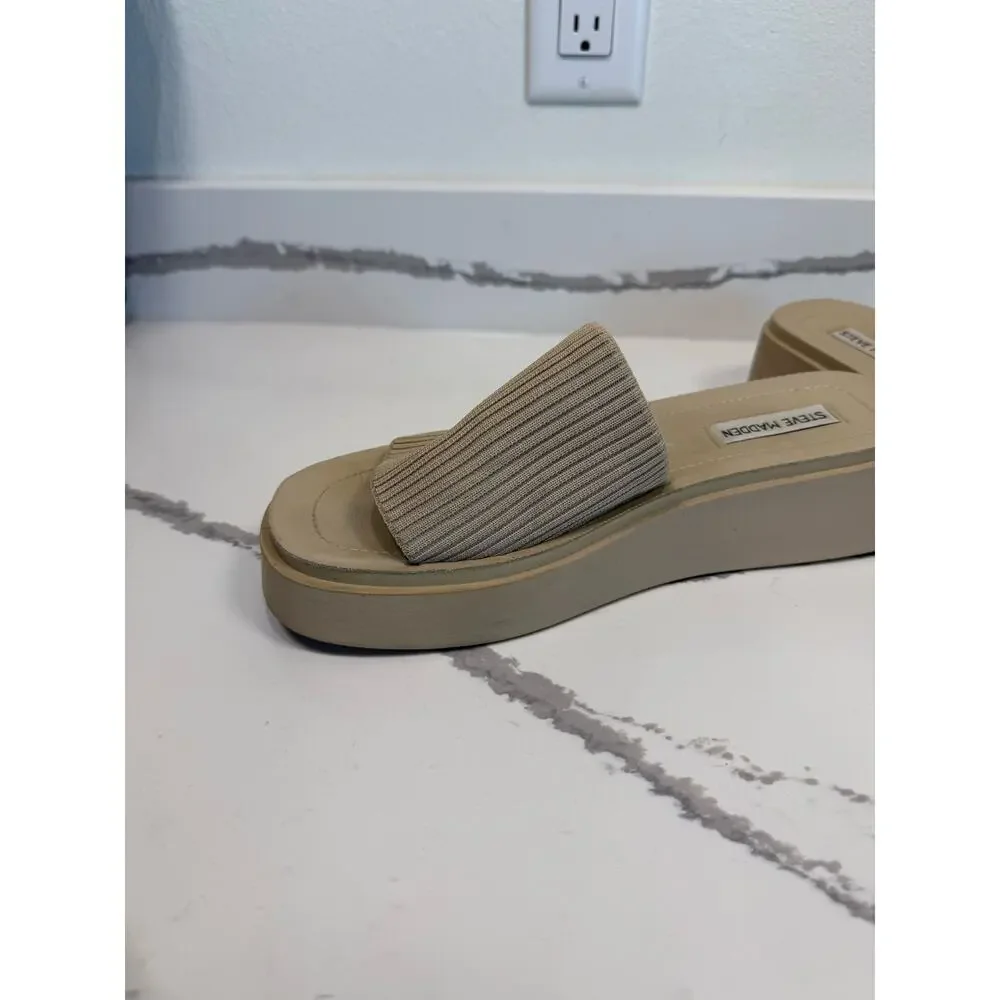 Steve Madden Platform Slip Ons Y2K Style Slides Shoes Women's Size 10‎ Beige